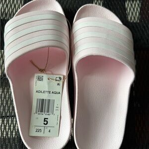 Adidas Women's Pink Adilette Aqua Slides